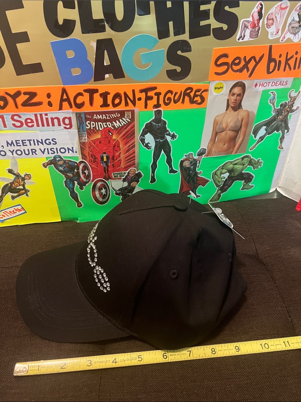 #2959**bebe Black Rhinestone Logo Cap - Picture 4 of 17